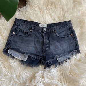 Free People We the Free Black/Gray wash high waisted denim shorts